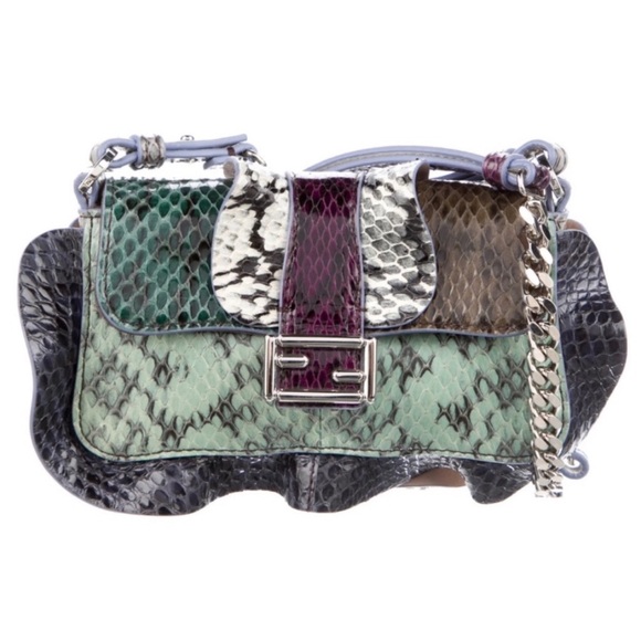Handbags - Fendi Micro Baguette Elaphe Waves